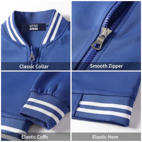 Image of LittleSpring Boys Girls Varsity Baseball Jacket Zip Up Bomber Jacket Thin 2-10Years
