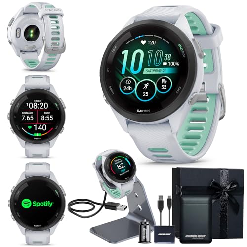 Garmin Forerunner 265S Advanced Multisport Touchscreen Smartwatch, Whitestone | Heart