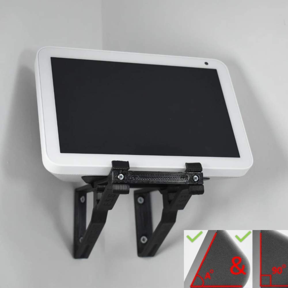 3D Cabin Corner Wall Mount Corner Wall Bracket Adjustable Tilt Multi Function Compatible with Echo Show 8 - Upright & Angled (Black)