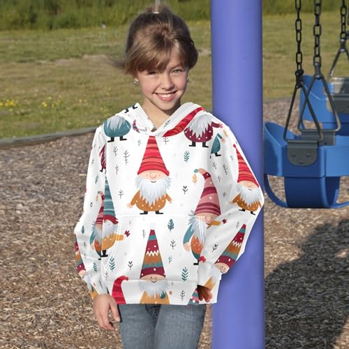 Kids Hoodies Sweaters Christmas Gnome Dwarfs Hooded Sweatshirts with Big Pockets for Boys Girls B04000134