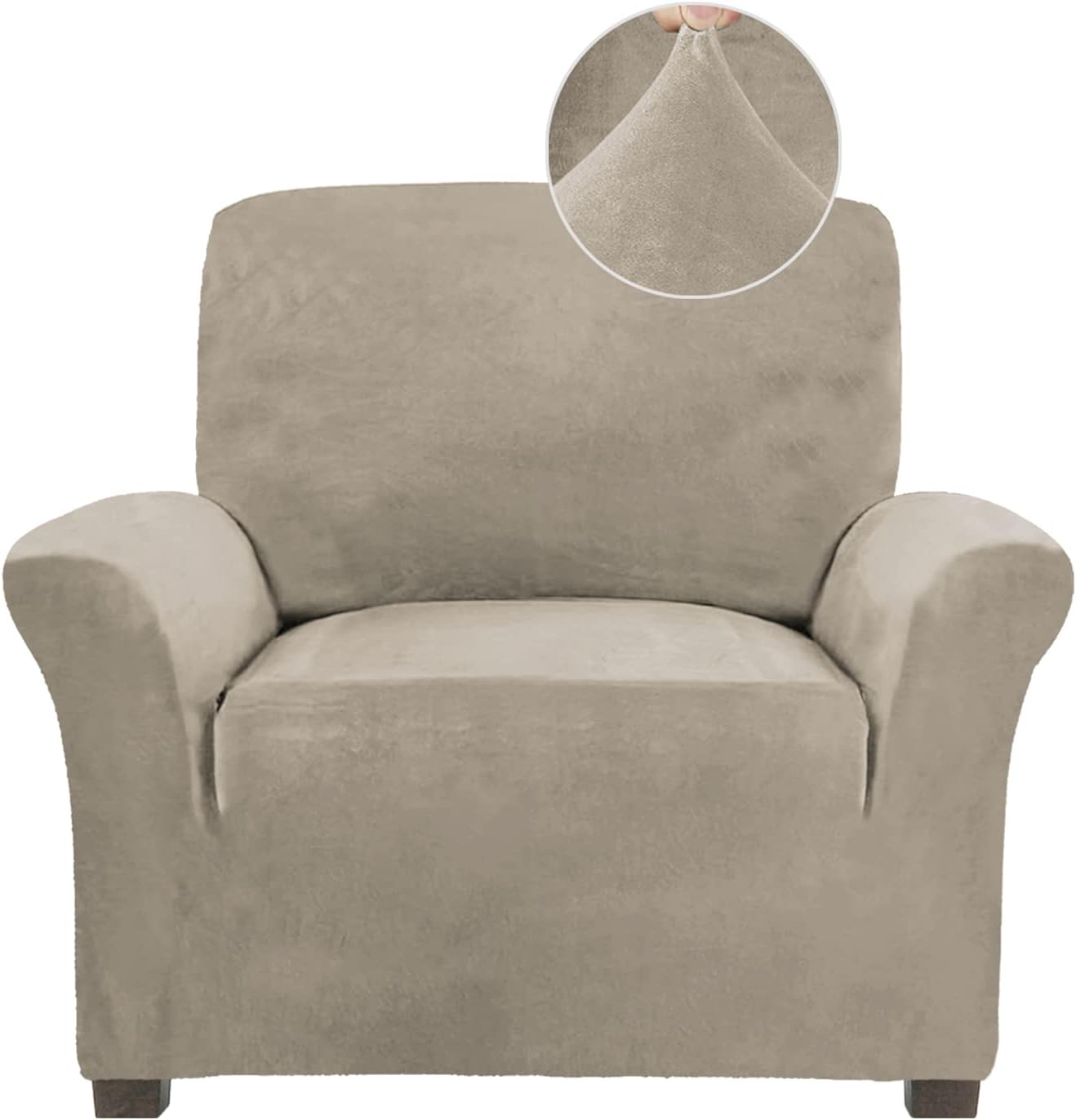 FY FIBER HOUSE Sofa Covers for Living Room Armchair Slipcover 1 Piece Stretch Velvet Arm Chair Protector for Dogs Pets Spandex Washable, Brown : Home & Kitchen