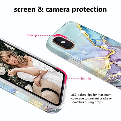 Coque iPhone X antichoc fine en silicone effet marbre pailleté - 3