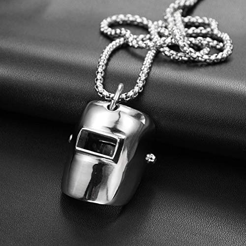 ASkinds Welder Helmet Necklace Titanium Steel Helmet Pendant Necklace Hip Hop Rock Punk Style Necklace Jewelry Gift for Men Women4