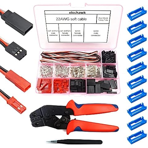 55 Sets Servo Plug Male Female Connector Crimp Pin Cable Kit with Crimping Tool Compatible JST SYP Futaba for Hitec Spektrum RC Cover