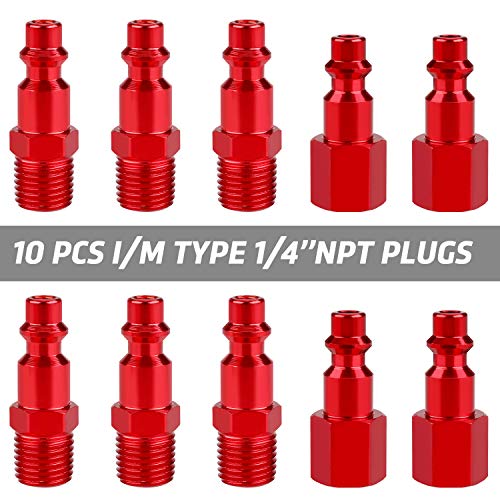Wynnsky Air Hose Fittings, Amt Universal Air Coupler And I/M Industrial Type Air Plug Kit, 1/4 Inch Threads Size, 1/4 Inch Body Size, 14 Pieces Air Compressor Accessories Fittings Kit #TOP5