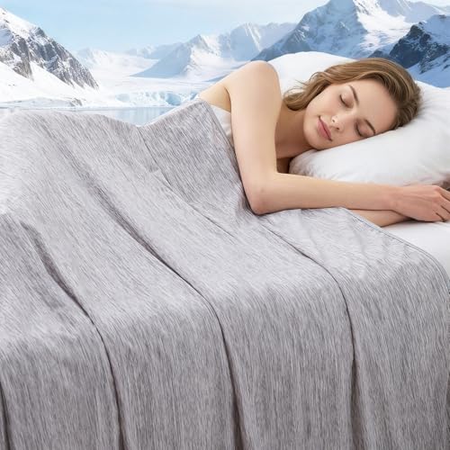 Image of Cooling Blanket Throw Size, Cooling Blankets for Hot Sleepers, Absorbs Heat to Keep Body Cool for Summer Nights Sweats, Cold Blanket for Bed Couch Sofa, Ice Blanket 50x70 Inches, Light Gray