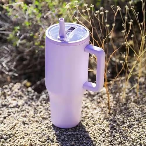 Image of HAMSA 40 oz Tumbler with Handle and Straw & Accessories-BPA-Free Travel Mug Water Bottle-Easy to Carry-Travel Coffee Mug - Dishwasher Safe-Holiday Gifts for Women Men (Lavender)