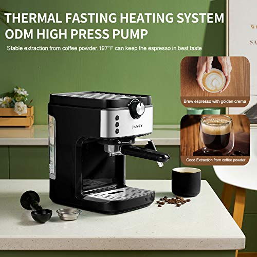 Espresso Machine Cappuccino Machine 19 Bar Cappuccino Machines with Powerful Steamer for Home Barista Brewing,Adjustable Single/Double Cups Control,1300W