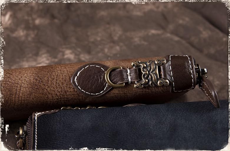 Vintage Genuine Leather Long Zipper Wallet for Men Business Large Capacity Organizer4