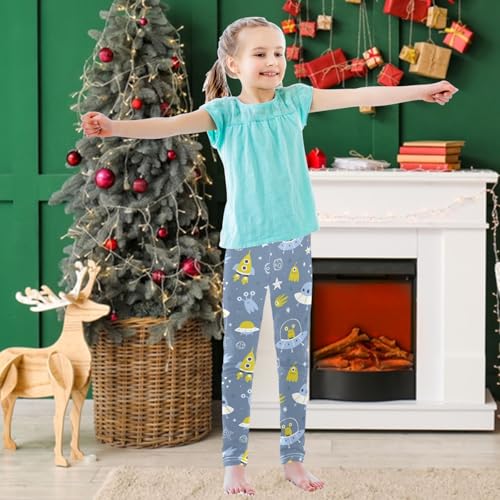Girls' Leggings Space Alien Spaceship Pattern Ankle Length Printed Leggings Comfort Pants for Kids 4-10 Years3