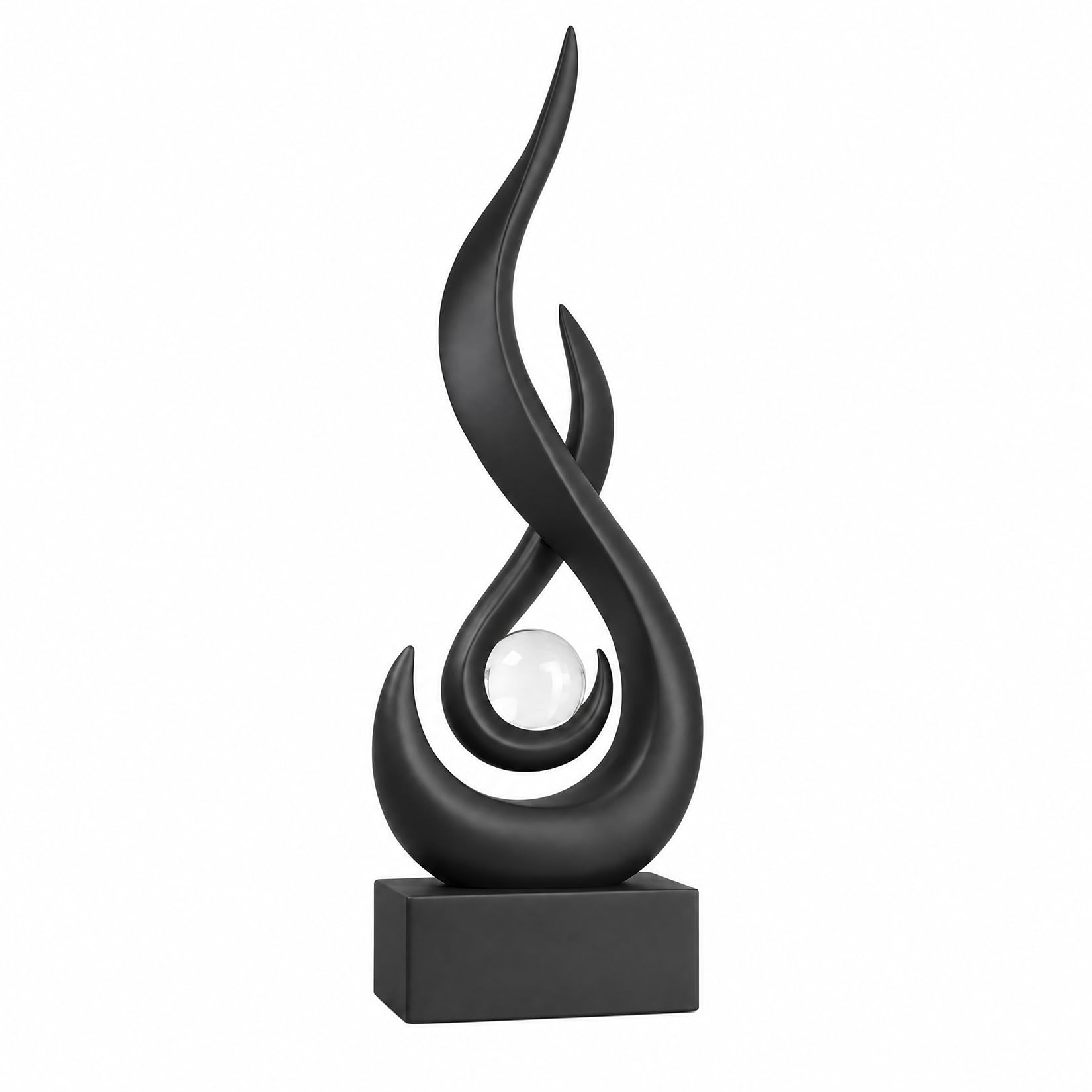 Precisionauto Black Modern Abstract Flame Resin Sculpture