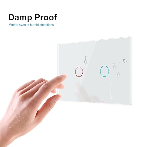 Miniatura 2 de LIVOLO Interruptor de luz eléctrico táctil, moderno panel de vidrio templado, interruptor de lámpara con indicador LED, no requiere neutral, para el