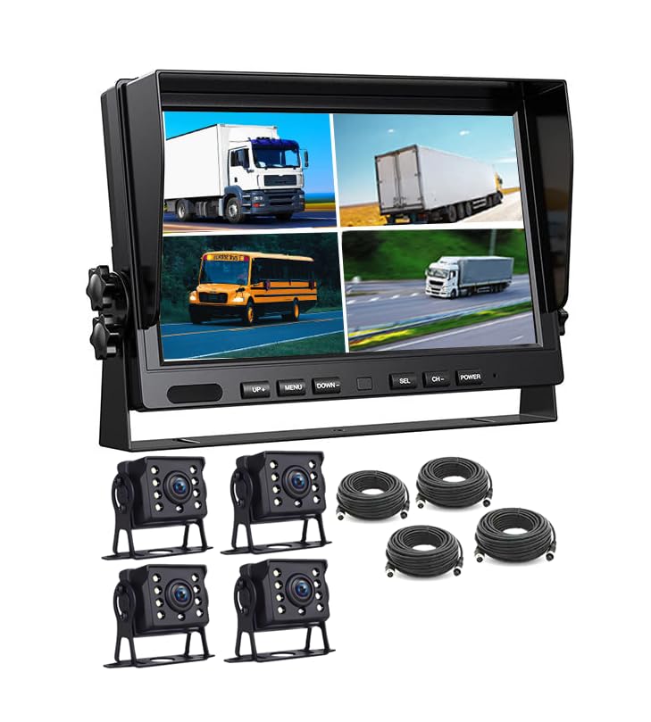 Justrack MDVR Monitor with LED Cameras | 7-Inch & 10-Inch Display | 2 & 4 Channel Mobile DVR with Recording & Playback for Car, Truck, Bus & Commercial Vehicles (JT-MMD01-10-LED-4)-picture-10