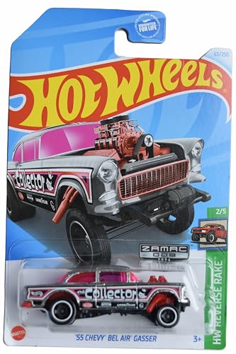 Prodotto in Malesia Hot Wheels Zamac \'55 Chevy Bel Air Gasser, HW Reverse Rake 2/5 [Argento] 63/250
