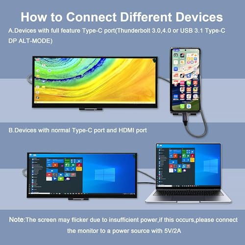 Image of wisecoco 12.3 Inch Touch Screen Monitor IPS 1920x720 Stretched Bar LCD CNC Shell Mini Secondary Screen Portable Display HDMI for Laptop PC Temperature Aida64 GPU CPU RAM Monitoring