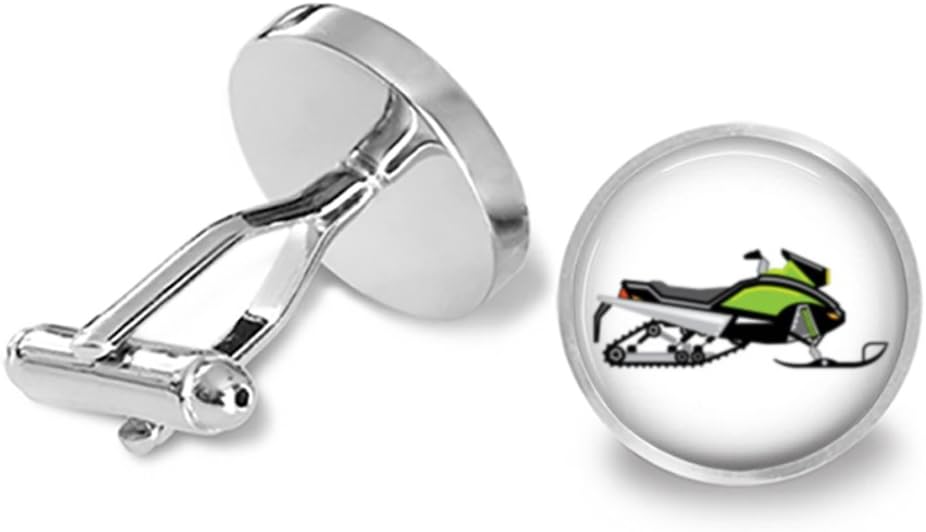 Green Snowmobile Cufflinks