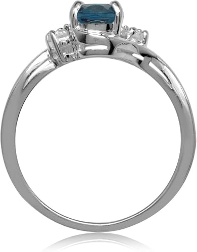 Vista 3 de Silvershake Anillo de compromiso de plata de ley 925 chapada en oro blanco ovalado de 0.315x0.236 in