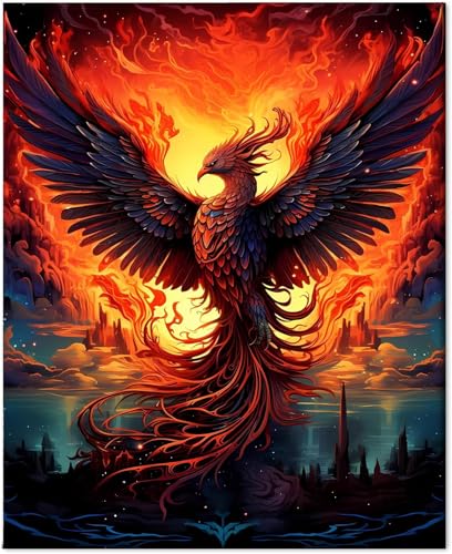 Gutluz Malen nach Zahlen Erwachsene Tiere Phoenix- Paint by Numbers Adult phoenix - Malen Nach Zahlen Erwachsene Leinwand Pinsel - Bastelset Erwachsene Haus Deko(CD159)