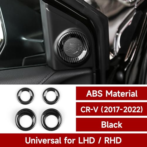Image of Car Speaker Rings Circle Cover Decals for Honda CR-V 2017 2018 2019 2020 2021 2022 Accessorie CRV ABS Carbon Fiber Interior Stickers