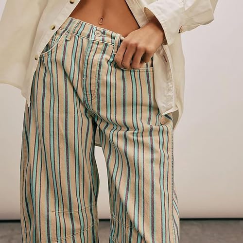 Womens Barrel Jeans Boyfriend Baggy Jeans Floral Print Denim Ankle Pants Wide Leg Mid Rise Sweatpants Y2k Patchwork3