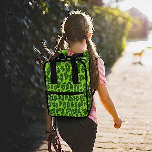 Cartable pour filles et garçons motif léopard vert idéal pour la récréation