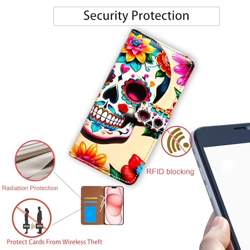 Beaucov RFID Blocking Case for iPhone 15 Pro Max,Purple Dragonfly Flowers Leather Flip Phone Case Wallet Cover with Card Slot Holder Kickstand for iPhone 15 Pro Max