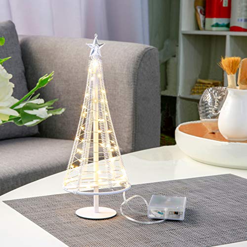 Table Decorative Lights，Lovely Little Tree Lights,Trees With Flat Plate And Battery House Outside For Indoor, 40 Warm White Leds On Copper Wire, 10.2 Inch Tall,White S #TOP13
