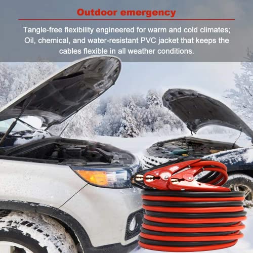 24Ft Jumper Cables, 1-Gauge 800A Heavy Duty Jumper Battery Cables 25 Ft Jumper Cables For Car Battery, Heavy Duty Automotive Booster Cables For Jump Starting Dead Or Weak Batteries #TOP5