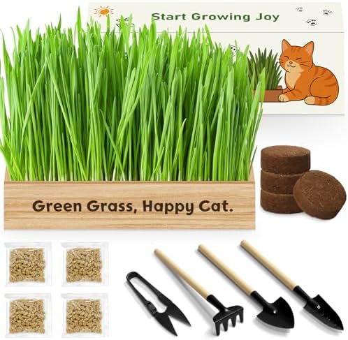 LUOJIBIE Cat Grass Kit for Indoor Cats, Cat Grass Seeds Set, Non-...