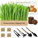 LUOJIBIE Cat Grass Kit for Indoor Cats, Cat Grass Seeds Set, Non-GMO Wheat Grass, Mother' s Day Gifts for Mom, Unique Christmas Birthday Gifts for Women Men Girl, House Warming Gifts for Cat Lover