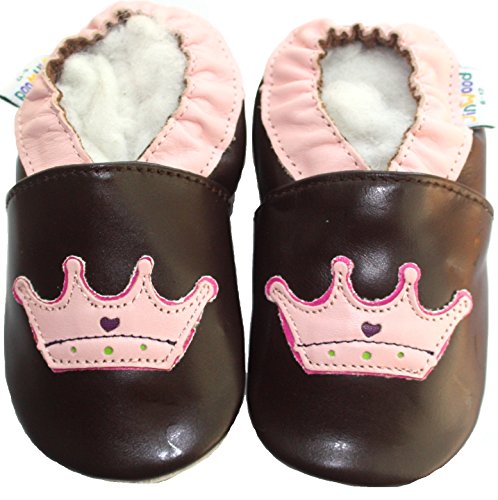 Soft Sole Leather Baby Shoes Boy Girl Infant Children Kid Toddler Crib First Walk Gift Crown Brown (24-30month, Brown)