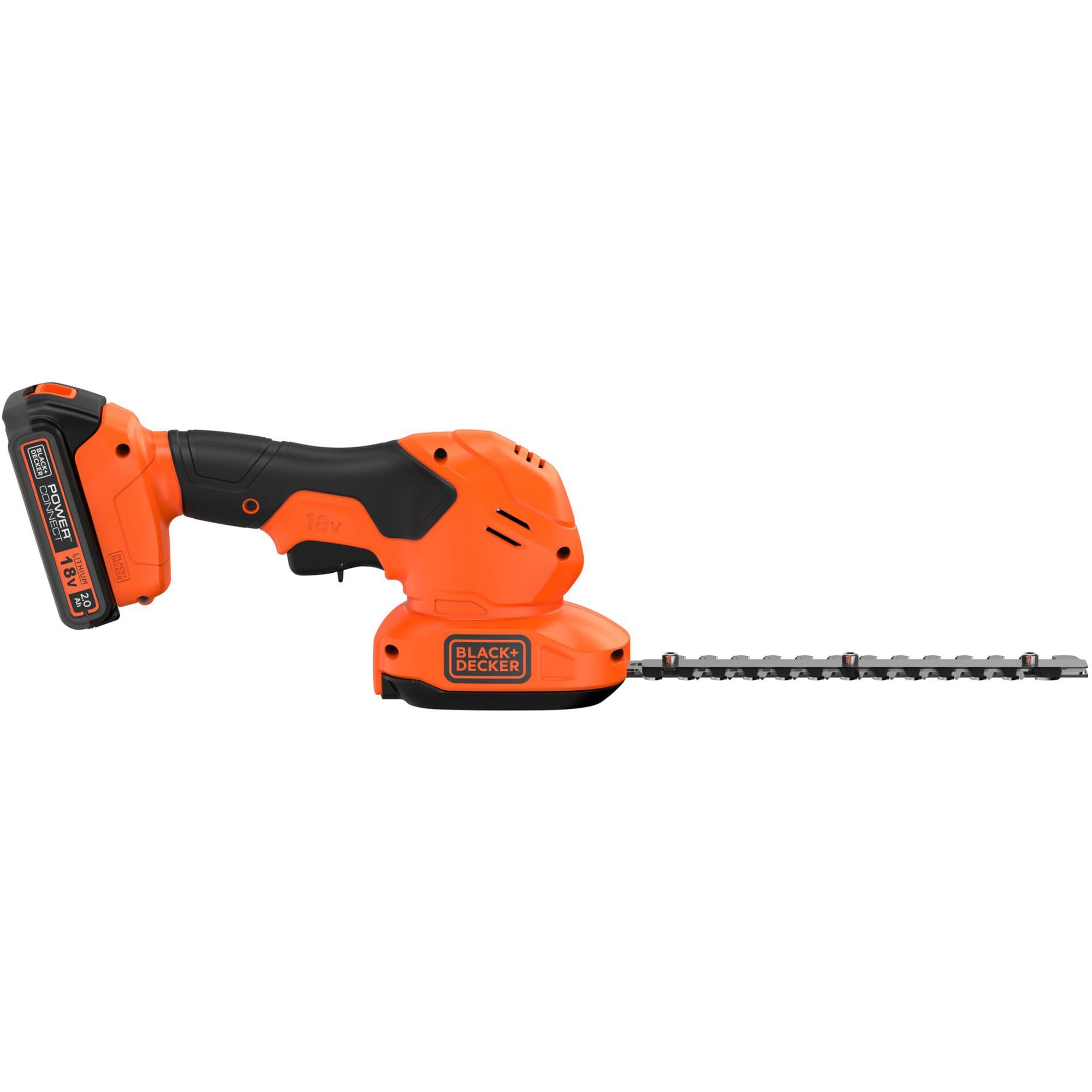 BLACK+DECKER Kit Tijera Cortacésped y Arreglasetos con Batería 18V 2Ah Litio, Cuchillas Intercambiables sin Herramientas, Autonomía 60min, Peso 840g, Incluye Cargador, BCSS18D1