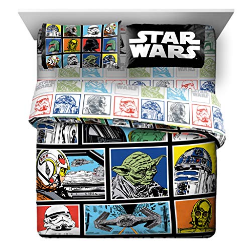 Image of Star Wars Queen Comforter Set 5 Piece Soft Bedding for Boys, Multi | Darth Vader, Bed in a Bag, Comforter Sheets Pillowcases, Official Product, Soft Microfiber, Machine Washable, Boys Gift