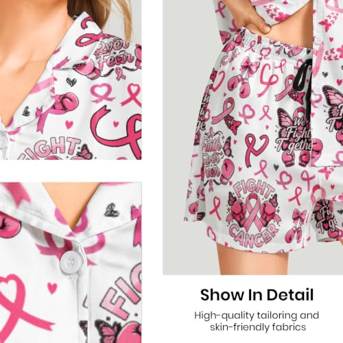Image of Funny Satin Pajamas Set for Women Button Down Sleepwear Print Pjs Set 2 Piece Short Sleeve Loungewear Gift for Women