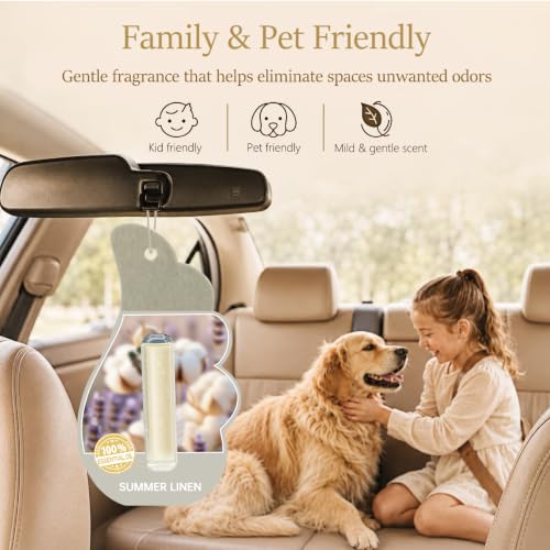 Image of Hanging Car Air Freshener Adjustable Fragrance Control Summer Linen 4 Pack