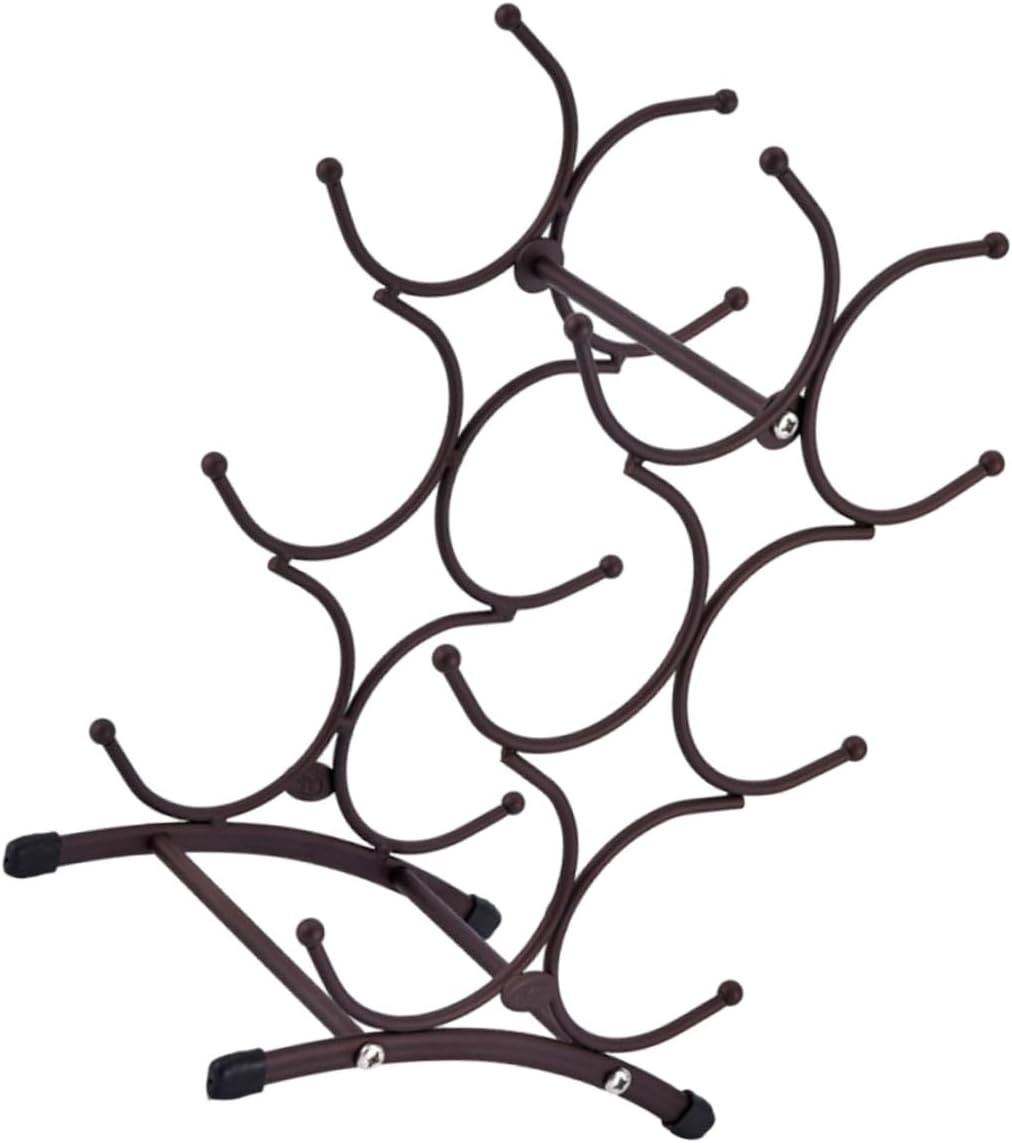 Detachable Metal Wine Rack for Countertop, Vintage Iron 6-Bottle Holder in Antique Copper, Kitchen and Dining Wine Storage Display Organizer