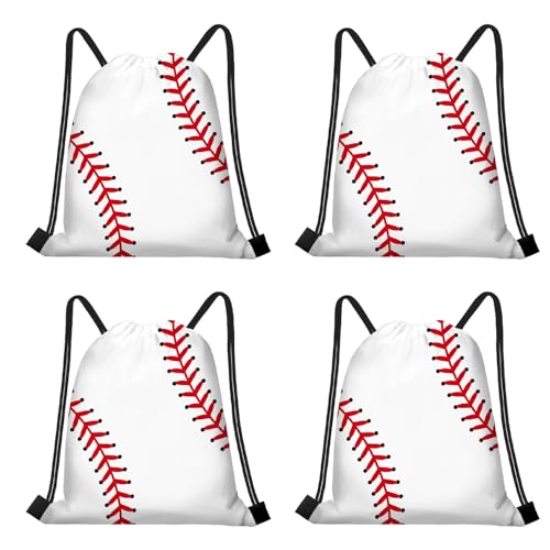 Infankey 16 Pieces Baseball Gift Bags Baseball Drawstring String Bag Sports Backpack Ball Drawstring Party Favor Bags for Sports Storage Party Decorations