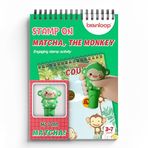 Image of Stamp On Macha, The Monkey, Sticker Stamp and Activity Pad with 10 Pages, 100 Stickers, 1 Stamp Toy Collectible Figure, Fun Learning Activity, Return Gifts for Children from 3 Years