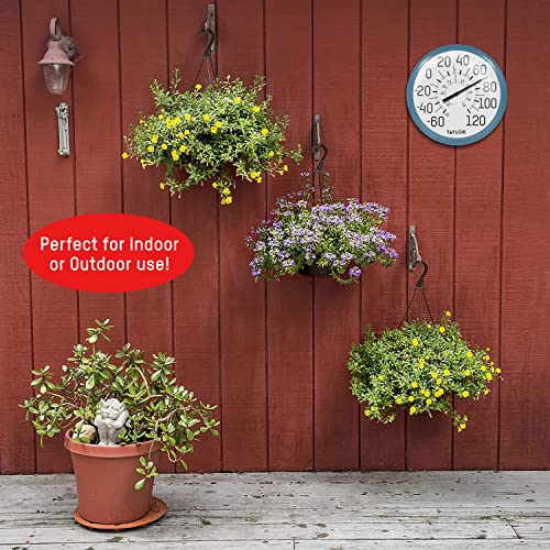 Image of Taylor Big and Bold Wall Indoor Outdoor Thermometer, Easy to Read Numbers for Patio, Pool, and Indoor Areas 13.25 inch, Teal