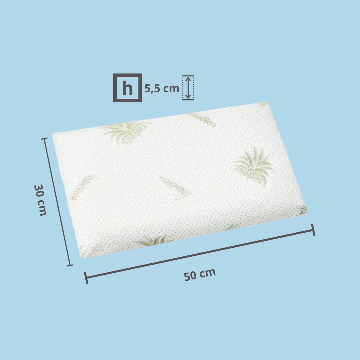 Kiby® Cuscino per Lettino (Certificato OEKO-TEX® e CERTIPURTM) in MEMORY FOAM YLANG TOUCH® ed Esterno in Aloe Vera, Lavabile e Sfoderabile