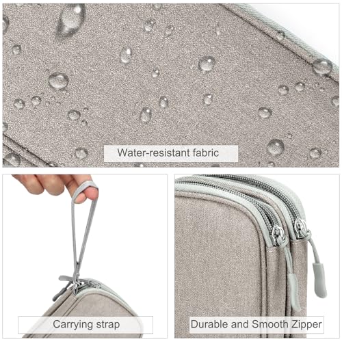 Image of FYY Electronic Organizer, Travel Cable Organizer Bag Pouch Electronic Accessories Carry Case Portable Waterproof Double Layers All-in-One Storage Bag for Cable, Cord, Charger, Phone, Earphone Khaki