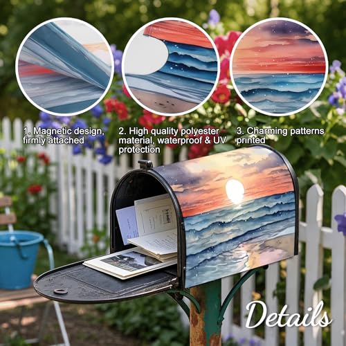 Image of Mailbox Covers Magnetic Standard Size 18 x 21 Inch Beautiful Flowers in Spring,Mailbox Wraps for Garden Yard Home Outdoor Decor (Sunset)