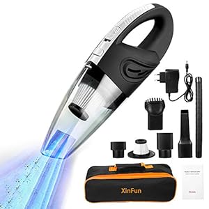 XinFun Handstofzuiger, 6000 Pa, 8,4 V, 120 W, 2200 mAh, accu, 30 minuten looptijd, draadloos, nat en droog, sterke zuigkracht