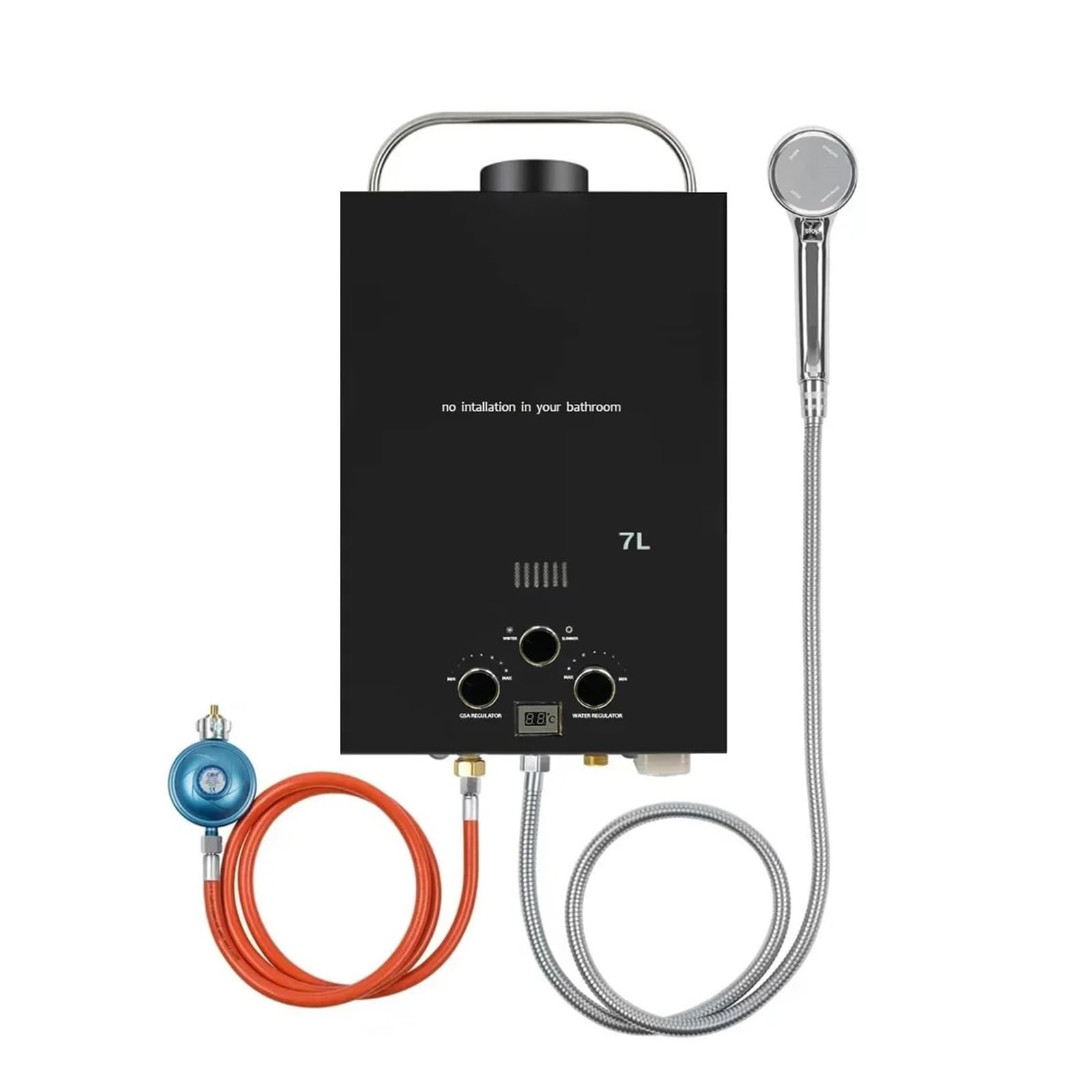 Mooilko One Color 7L Portable Water Heater Propane Water Heater Outdoors Tankless Water Heater Gas Multiple Protections For Rv Cabin Barn Camping Easy To Use