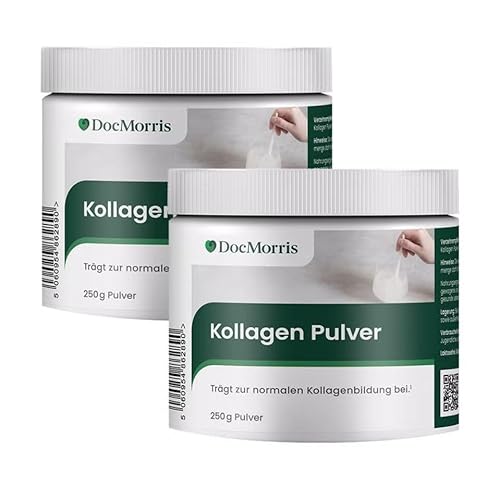 DocMorris Kollagen Pulver 2 x 250 g (500 g) – Mit Kollagenpeptiden vom Rind & Vitamin C – Für Hautfunktion & Kollagenbildung – Nahrungsergänzungsmittel – Pulver
