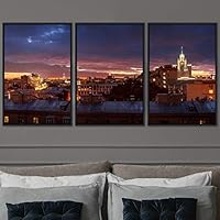 3 Piece Framed Canvas Wall Art City Illuminations Canvas Prints Home Artwork Decoration for Living Room,Bedroom - 16