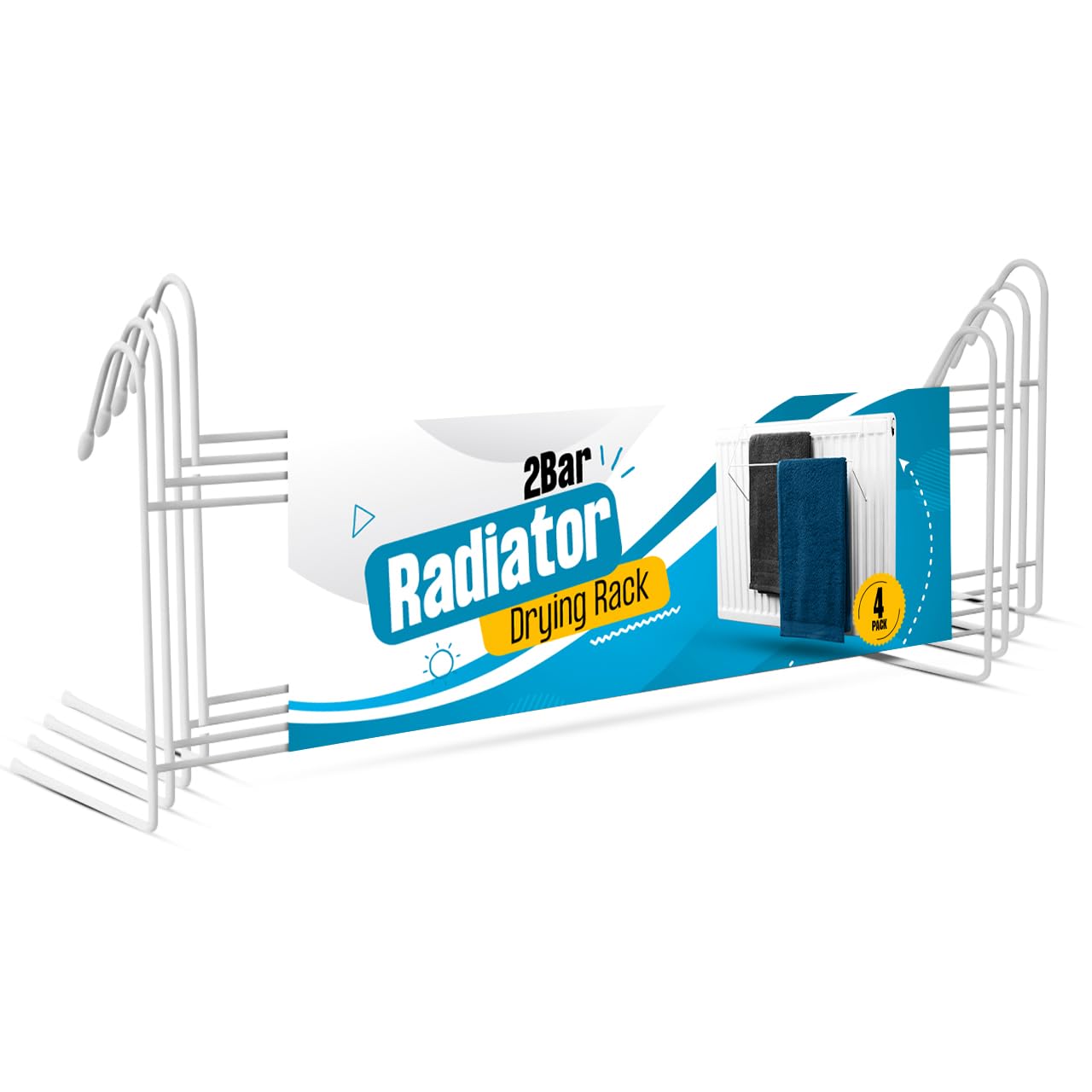 Tradexone White Pack Of 4 4-Pack Radiator Airer For Drying Clothes, Lightweight Radiator Drying Rack – Space-Saving Clothes Drying Rack - Durable & Sturdy Radiator Clothes Drying Rack For Washing - Clothes Airer (Pack Of 4)