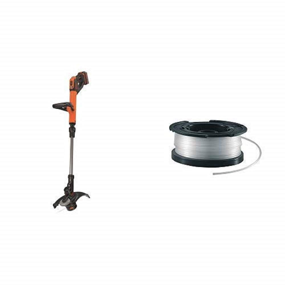 Black+Decker Akku-Rasentrimmer, Powercommand, EasyFeed STC1840EPC, schwarz orange + vollautomatische Einzelfadenspule (für Rasentrimmer 10m Länge, 1.5mm Fadendurchmesser) A6481