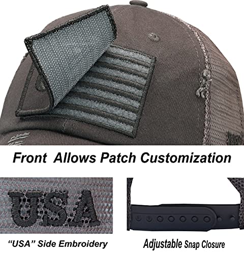 Image of Antourage American Flag Unconstructed Unisex Mesh Snapback Baseball Hat Cap for Men and Women +2 Patriotic Patches Included