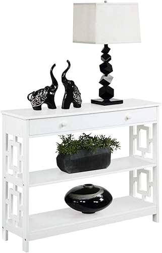 Miniatura 4 de Convenience Concepts Town Square - Mesa consola con 1 cajón, color blanco